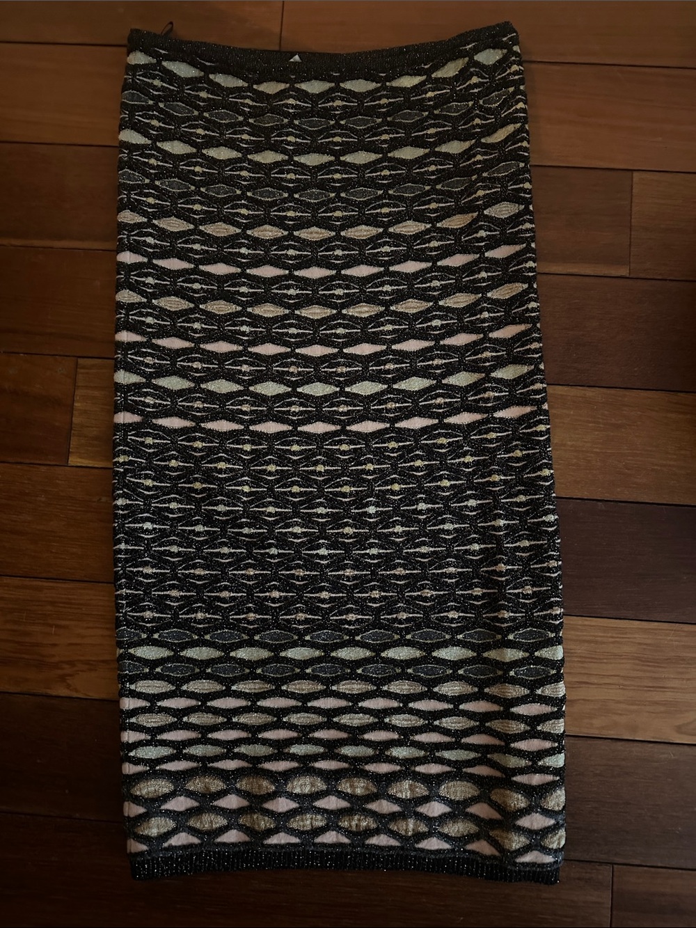 M by Missoni Black and Cream Knit Pencil Skirt